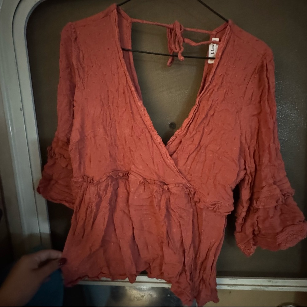 L Love Dark Coral Color Top